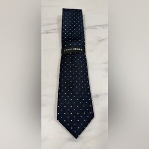 NWT JOHN HENRY "Tie" Navy Blue w/light Blue & White Polka Dots